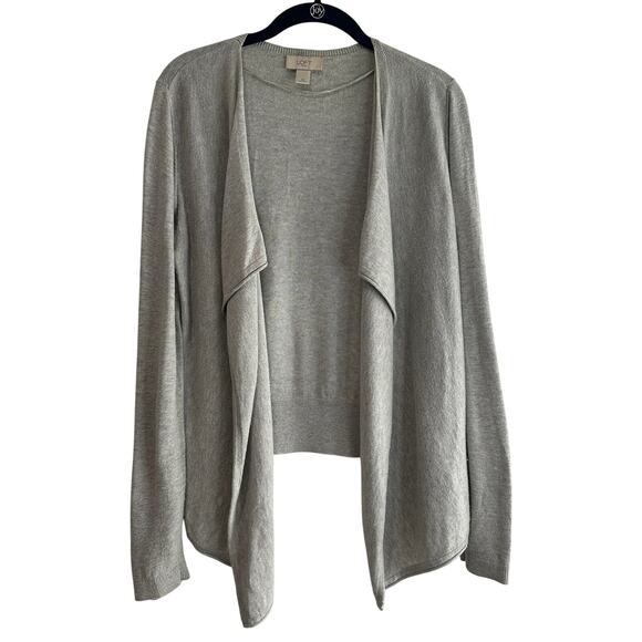 Loft Gray Draped Front Cardigan Open Front Soft Cotton Blend Size M - Picture 1 of 7